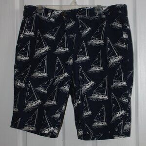 Brooks Brothers Men's Navy Sailboat Print Bermuda Shorts - Size 36 - Excellent U